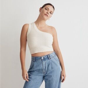 Madewell Textural-Knit One-Shoulder Sweater Tank - Antique Cream - XS